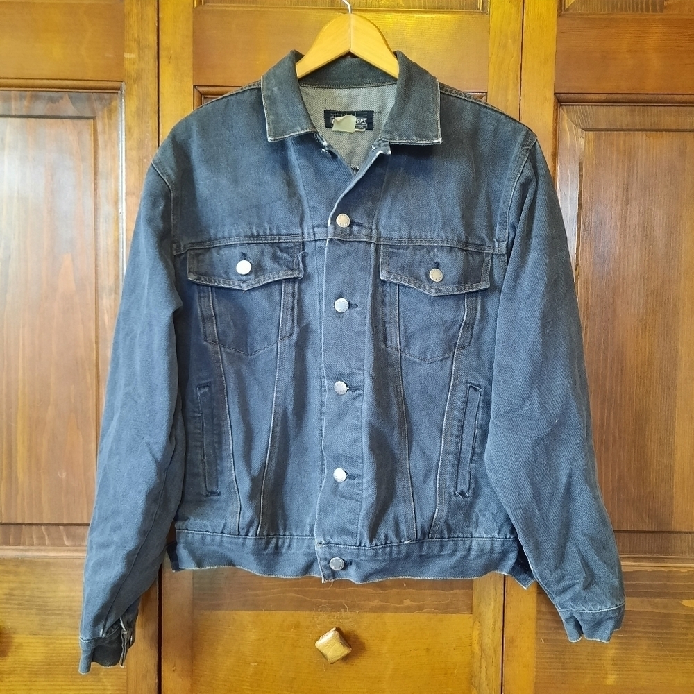 Vintage 80s/90s Expressions Faded Black Denim Trucker Jean Jacket